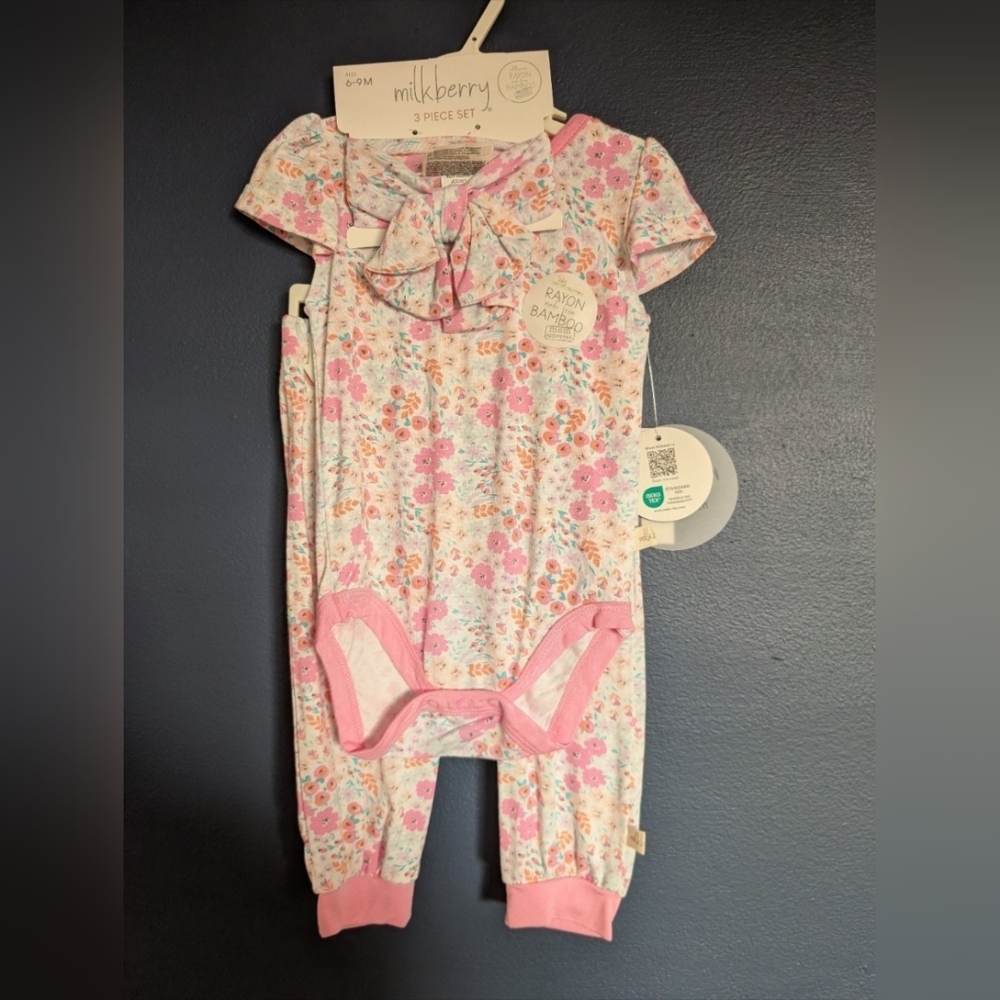 [NWT] Milkberry | 2-piece Pink Floral Baby Outfit Set